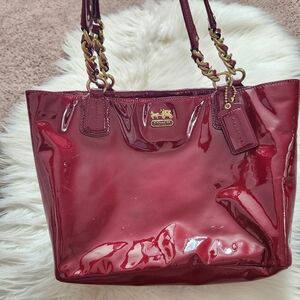 Coach Glossy Crimson Red Tote Bag